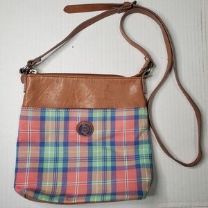 Tommy Hilfiger Plaid Crossbody Bag with Tan Accents